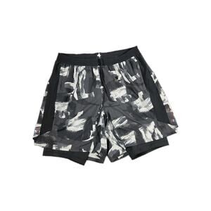 Four Laps Lined Athletic Shorts Men's Size M Black Gray Running Gym Activewear